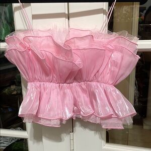 Day + Moon Pink Ruffled Top size small